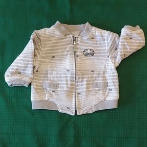 Mexx White and Gray Front Zipper Up Sweater